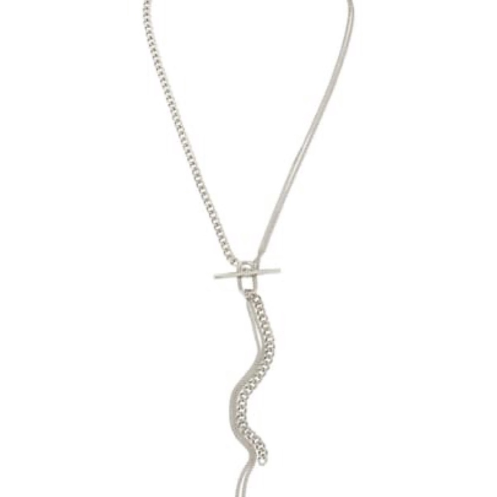 - NWT All Saints silver long toggle necklace